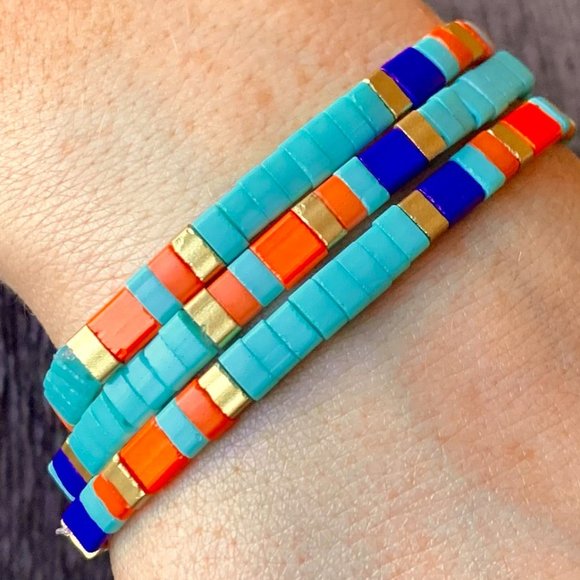 Handmade Friendship Miyuki Tila Glass Beaded Elastic Stretch Bracelets 6 Styles - Picture 12 of 14